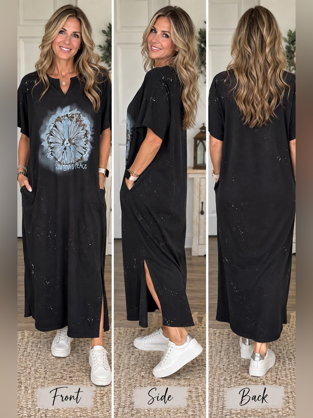 Blue Velvet "Who Loves Peace" Maxi Tee Shirt Dress